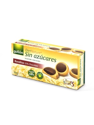 Biscuiți fara zahar Ronditas cu ciocolată neagră Gullon 186g