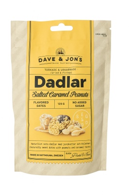 Curmale fără sâmburi cu aromă de caramel sărat și bucăți de arahide – fără zahăr adăugat (125 g) DAVE&JON'S