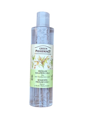 Apă micelară 3 în 1 cu Ovăz și Acid Hialuronic – micelară vegană, pentru toate tipurile de ten – 250 ml Green Pharmacy