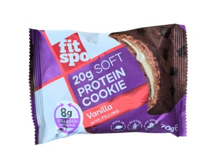 Biscuiți Proteici FITSPO - Cookie Proteic Fără Zahăr Adăugat, cu Vanilie și Colagen (70g)