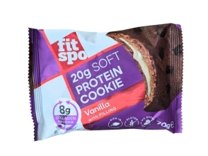 Biscuiți Proteici FITSPO - Cookie Proteic Fără Zahăr Adăugat, cu Vanilie și Colagen (70g)