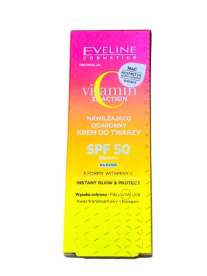 Eveline Vitamin C 3x Action – Cremă de față hidratantă și protectoare SPF 50 (pentru zi) 30ml