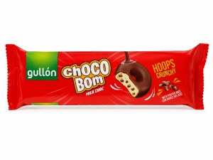 Gullon ChocoBom – Inele biscuiti crocante cu ciocolata cu lapte, 128 g