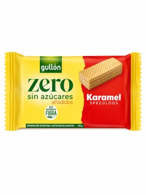 Napolitană Gullon Zero cu crema aroma Caramel, Speculoos, fara zahar adaugat, 63 g