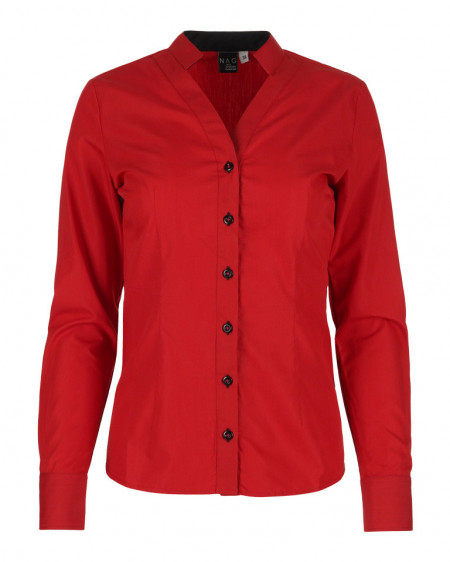 Ženska košulja slim fit crvena sa crnim detaljima 1KS0062-RDBK