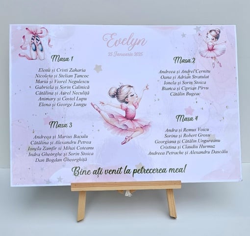Opis - așezare invitați la mese tematica Balerina