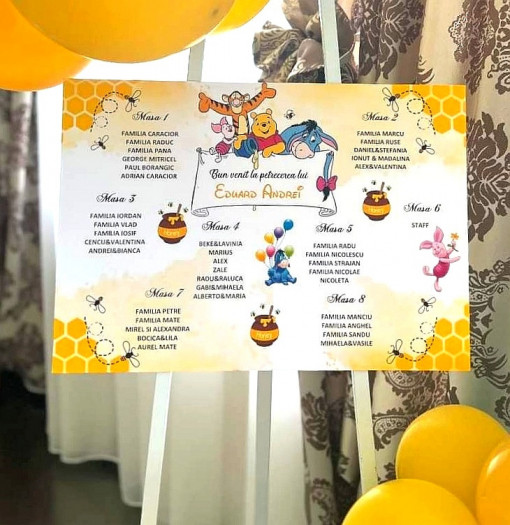 Opis - așezare invitați la mese winnie the pooh