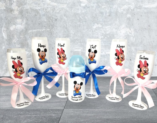 Set pahare miri, nași și biberon Baby Minnie&Mickey
