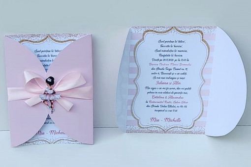 Invitatie botez tematica Balerina