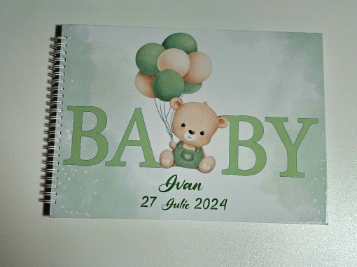 Guestbook botez Baby bear green