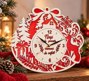 Ceas decorativ de Crăciun „Nași de poveste, oameni de suflet” ❤️🎄