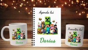 Set personalizat pentru copii – Cană, Agendă și Pușculiță cu nume