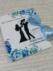 Invitatie nunta si botez bleu