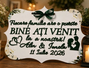 Placa Bine ati venit Green