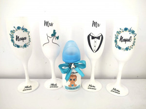 Set pahare miri, nași și biberon Blue