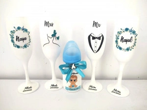 Set pahare miri, nași și biberon Blue