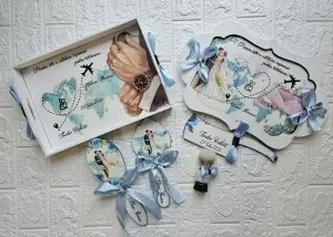 Set pentru gătitul mirilor pentru nuntă -Tematica Travel