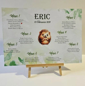 Opis - așezare invitați la mese tematica Micuțul Arici