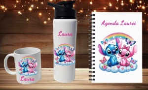 Set cadou agenda, cana si bidon pentru apa-Tematica Stich