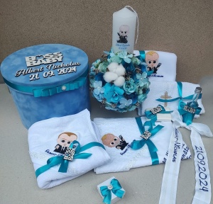 Trusou botez si lumanare tematica Baby Boss