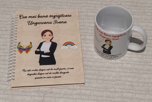 Agenda si cana personalizata "Pentru cea mai buna îngrijitoare"