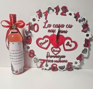 Ceas nasi+cadou sticla de vin personalizată