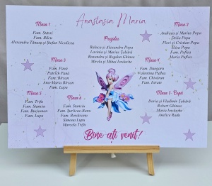 Opis - așezare invitați la mese tematica Tinkerbell