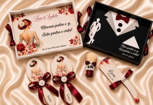 Set gatit mire si mireasa Burgundy Bride