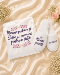 Halat satin și papuci Orchid
