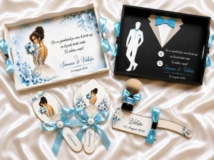 Set gatit mire si mireasa Baby Blue