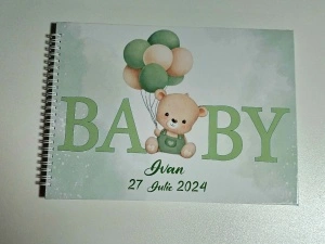 Guestbook botez Baby bear green