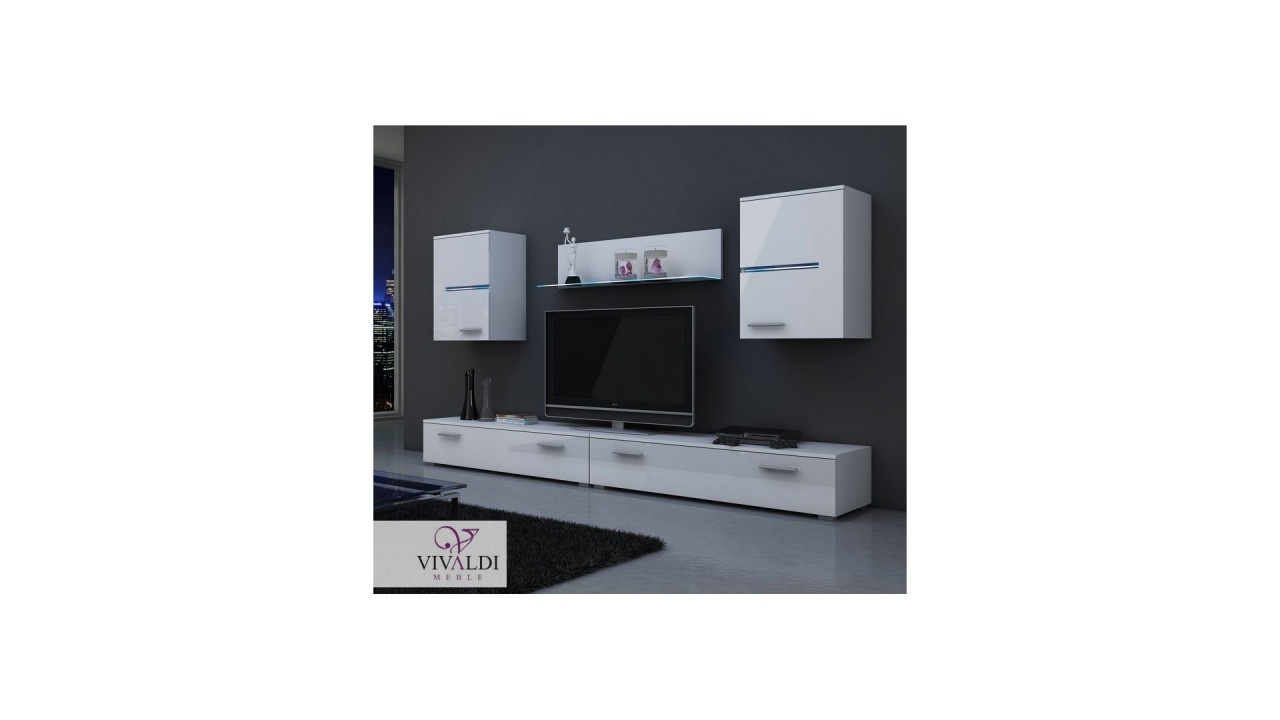 SET MOBILIER LIVING ALB O COMODA + 2 DULAPURI + UN RAFT BREMEN - DESIGN ...