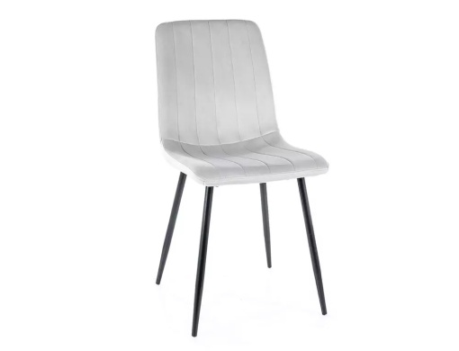 SCAUN DINING ALAN, GRI DESCHIS BLUVEL 03/NEGRU MAT, TAPITERIE DIN CATIFEA SI PICIOARE DIN METAL, STIL MODERN