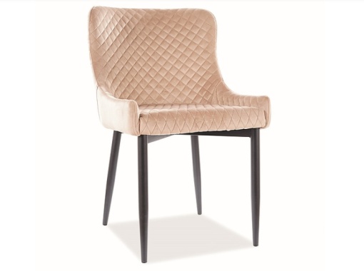 SCAUN DINING COLIN B, BEJ BLUVEL 28/NEGRU MAT, TAPITERIE DIN CATIFEA SI PICIOARE DIN METAL, STIL MODERN