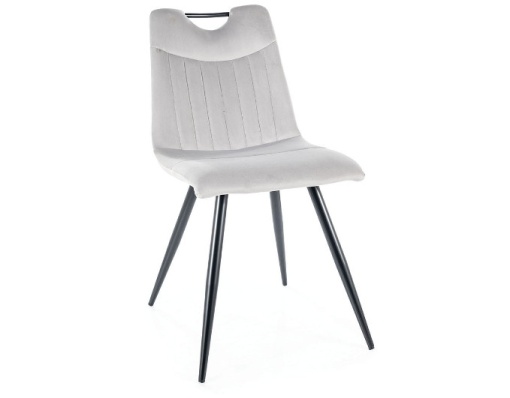 SCAUN DINING ORFE, GRI DESCHIS BLUVEL 03/NEGRU MAT, TAPITERIE DIN CATIFEA SI PICIOARE DIN METAL, STIL MODERN
