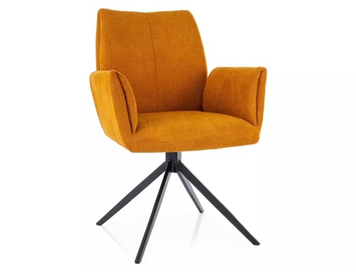 SCAUN PIVOTANT COCO II, CURRY 66/NEGRU MAT, TAPITERIE DIN STOFA VARDO SI PICIOARE DIN METAL, STIL MODERN