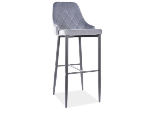 SCAUN DE BAR TRIX B VELVET H-1, GRI, DESIGN MODERN, SIGNAL