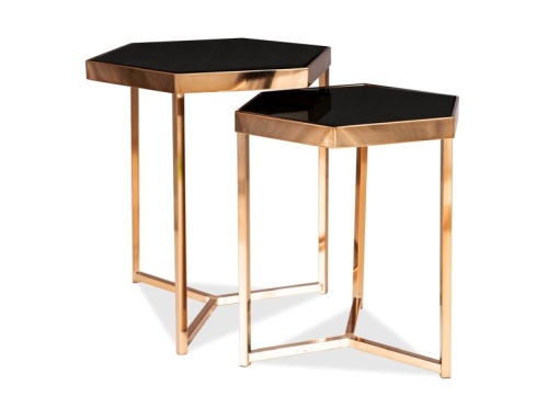 SET 2 MASUTE DE CAFEA MILOS, NEGRU/SAMPANIE, BLAT DIN STICLA SECURIZATA SI CADRU DIN METAL, STIL MODERN
