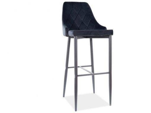 SCAUN DE BAR TRIX B VELVET H-1, NEGRU, DESIGN MODERN, SIGNAL