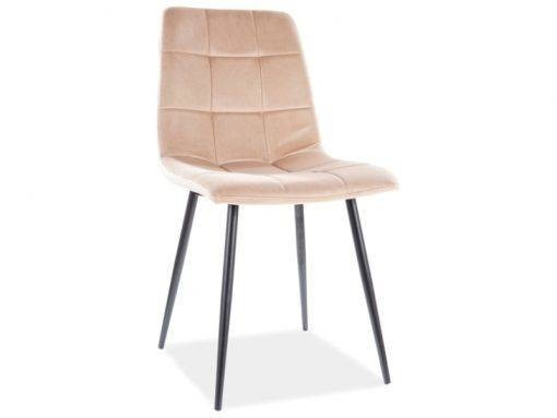 SCAUN DINING MILA, BEJ BLUVEL 28/NEGRU MAT, TAPITERIE DIN CATIFEA SI PICIOARE DIN METAL, STIL MODERN