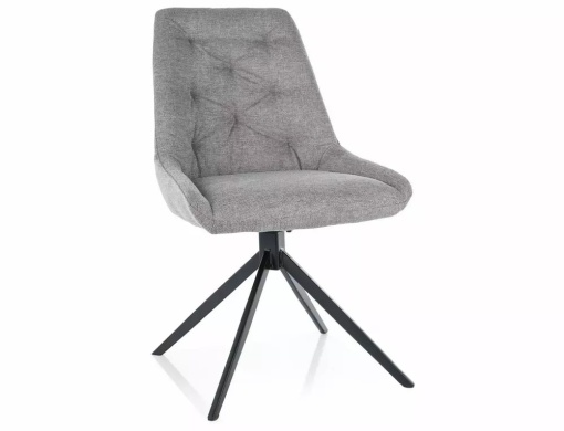SCAUN PIVOTANT ASTI, GRI 07/NEGRU MAT, TAPITERIE DIN STOFA BREGO SI PICIOARE DIN METAL, STIL MODERN
