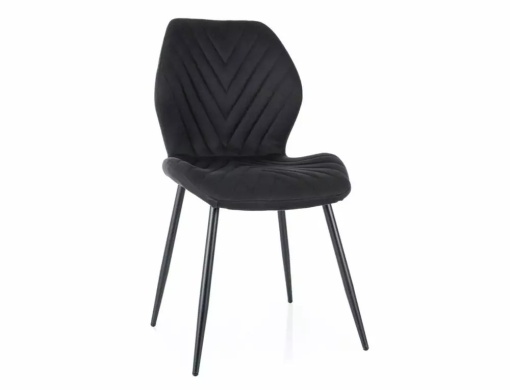 SCAUN DINING MIKE, NEGRU 19/NEGRU MAT, TAPITERIE DIN STOFA SI PICIOARE DIN METAL, STIL MODERN