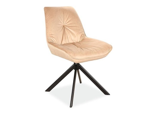 SCAUN PIVOTANT BOOGIE I, BEJ BLUVEL 28/NEGRU MAT, TAPITERIE DIN CATIFEA SI PICIOARE DIN METAL, STIL MODERN