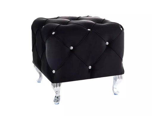 TABURET HESTIA K, NEGRU BLUVEL 19/CROM, TAPITERIE DIN CATIFEA SI CADRU DIN METAL, STIL MODERN