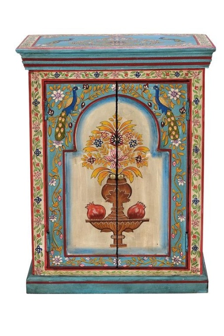 NOPTIERA 68CM, MULTICOLOR, LEMN MASIV DE MANGO, STIL VINTAGE - Img 1