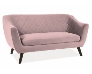 SOFA DESIGN SCANDINAV MOLLY 2, ROZ ANTIC BLUVEL 52 / WENGE DIN LEMN SI TAPITERIE DIN TEXTIL CATIFEA SIGNAL