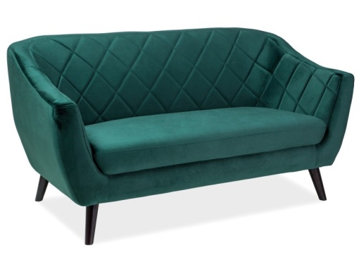 SOFA MODERNA MOLLY 2 VERDE BLUVEL 78 / WENGE DIN LEMN SI TAPITAT IN TEXTIL CATIFEA SIGNAL
