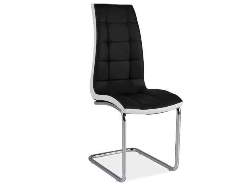SCAUN DINING H-103 ALB/NEGRU/CROM STIL MODERN SIGNAL
