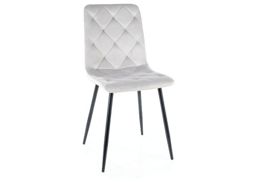 SCAUN DINING JERRY, GRI DESCHIS BLUVEL 03/NEGRU MAT, TAPITERIE DIN CATIFEA SI PICIOARE DIN METAL, STIL MODERN