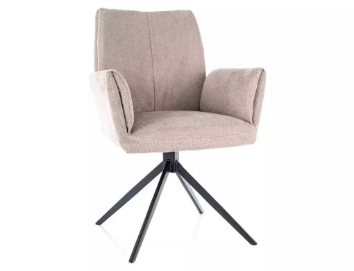 SCAUN PIVOTANT COCO II, BEJ 34/NEGRU MAT, TAPITERIE DIN STOFA VARDO SI PICIOARE DIN METAL, STIL MODERN